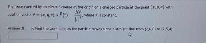 Solved The force exerted by an electric charge at the origin | Chegg.com