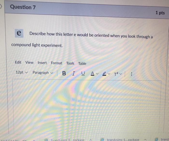 Question 7 1 Pts E Describe How This Letter E Would Chegg Com