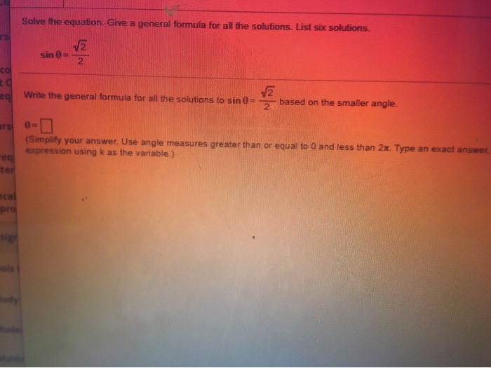 Solved Solve the equation. Give a general formula for all | Chegg.com