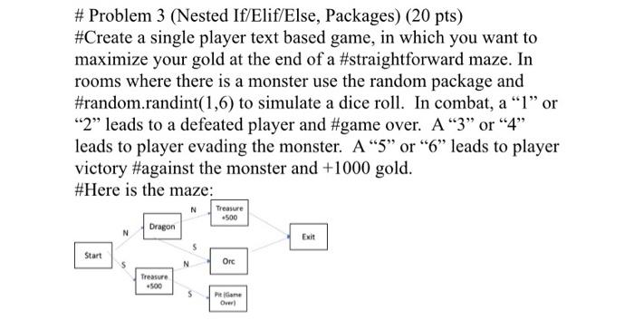 Solved # Problem 3 (Nested If/Elif Else, Packages) (20 pts) | Chegg.com