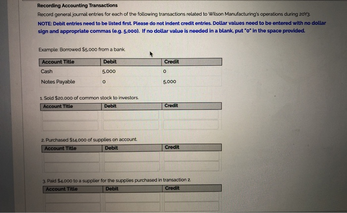 Solved Recording Accounting Transactions Record general | Chegg.com