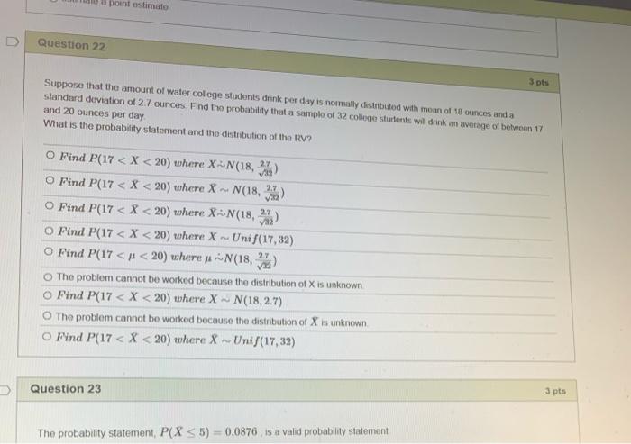 Solved porn estimato D Question 22 3 pts Suppose that the | Chegg.com