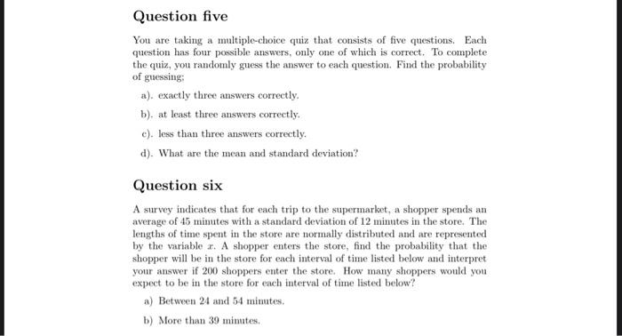 Solved Question five You are taking a multiple-choice quiz | Chegg.com