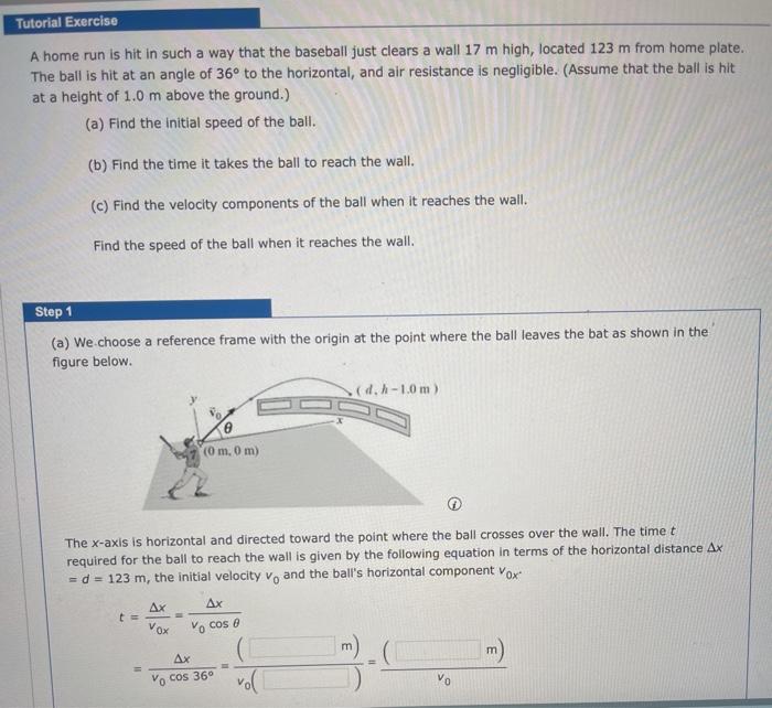 Solved Tutorial Exercise A home run is hit in such a way | Chegg.com
