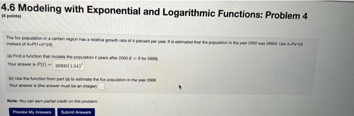 Solved 4.6 Modeling with Exponential and Logarithmic | Chegg.com