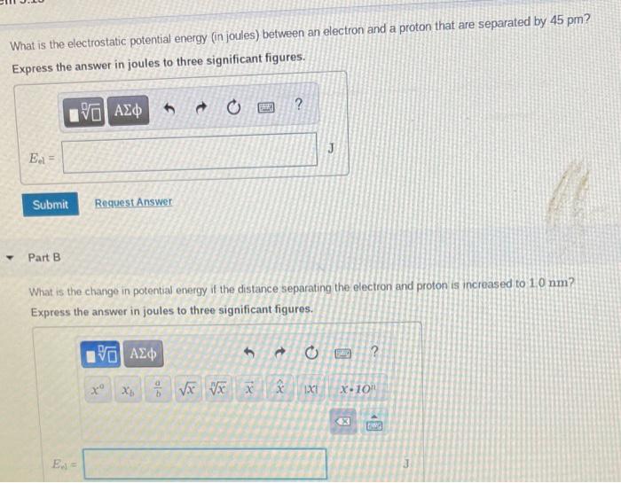 Solved What is the electrostatic potential energy (in | Chegg.com