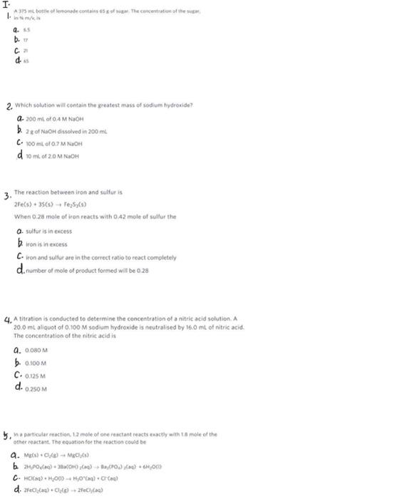 Solved Part I. Answer the following multiple choice | Chegg.com