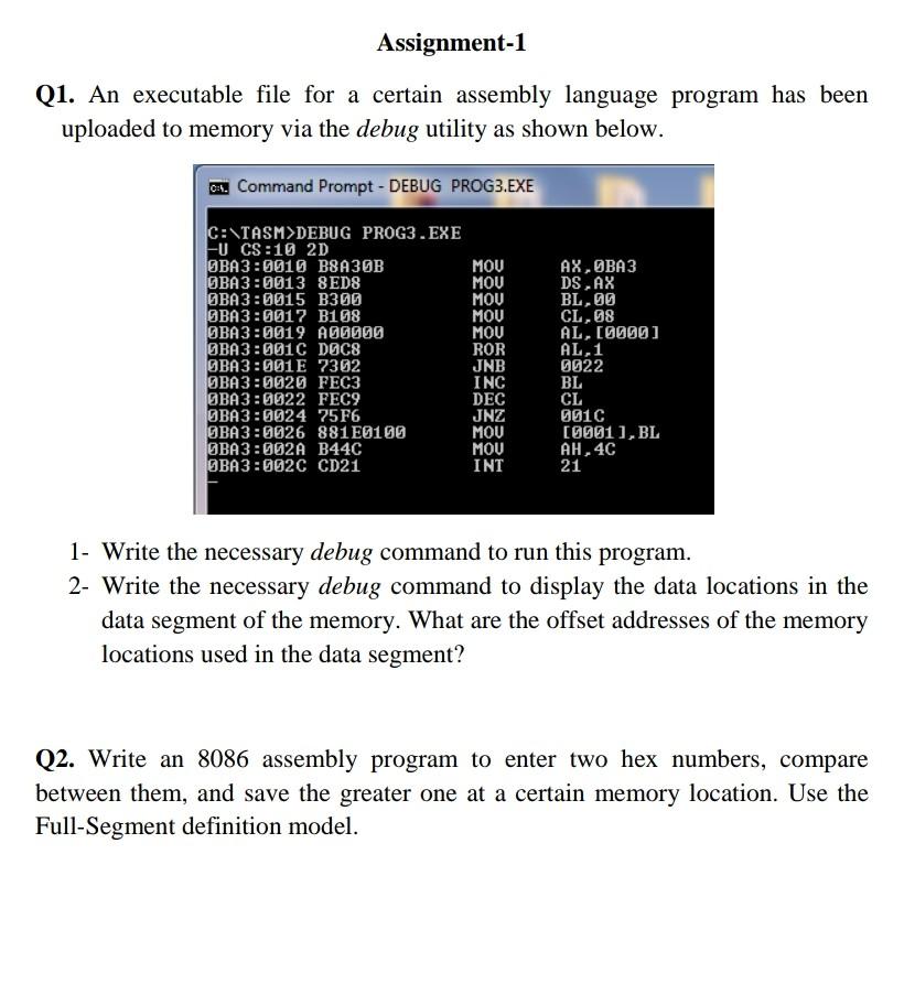 Solved Assignment 1 Q1 An Executable File For A Certain Chegg Com