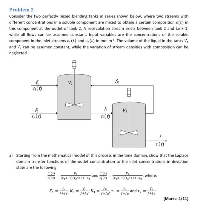 Solved Problem 2 Consider the two perfectly mixed blending | Chegg.com