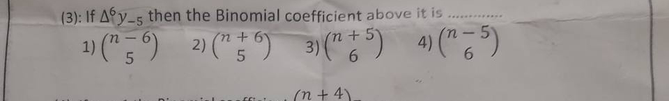 Solved (3): If Δ6y-5 ﻿then the Binomial coefficient above it | Chegg.com