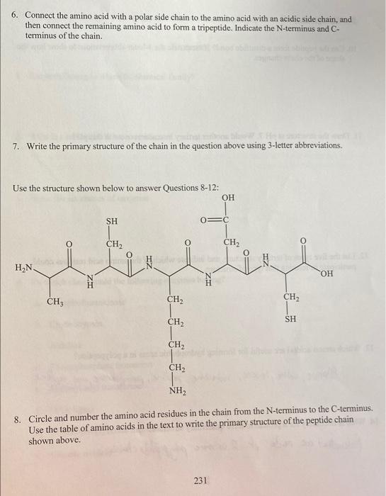 Solved 6. Connect the amino acid with a polar side chain to | Chegg.com