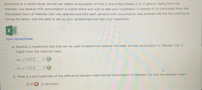 Solved According to a recent study annual per capita | Chegg.com