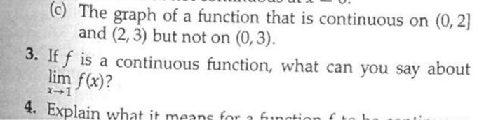 Solved (c) The graph of a function that is continuous on | Chegg.com