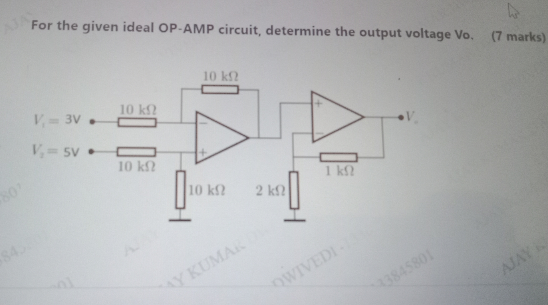 [Solved]: For the given ideal OP-AMP circuit, determine the