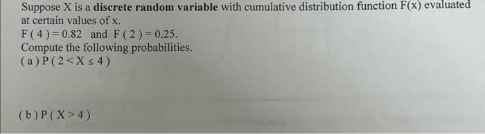 Solved Suppose X Is A Discrete Random Variable With | Chegg.com