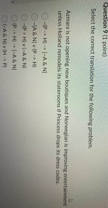 Solved Question 9 (1 point) Select the correct translation | Chegg.com
