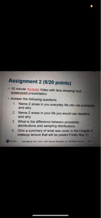 Solved Assignment 2 (8/20 points) 10 minute Youtube Video | Chegg.com