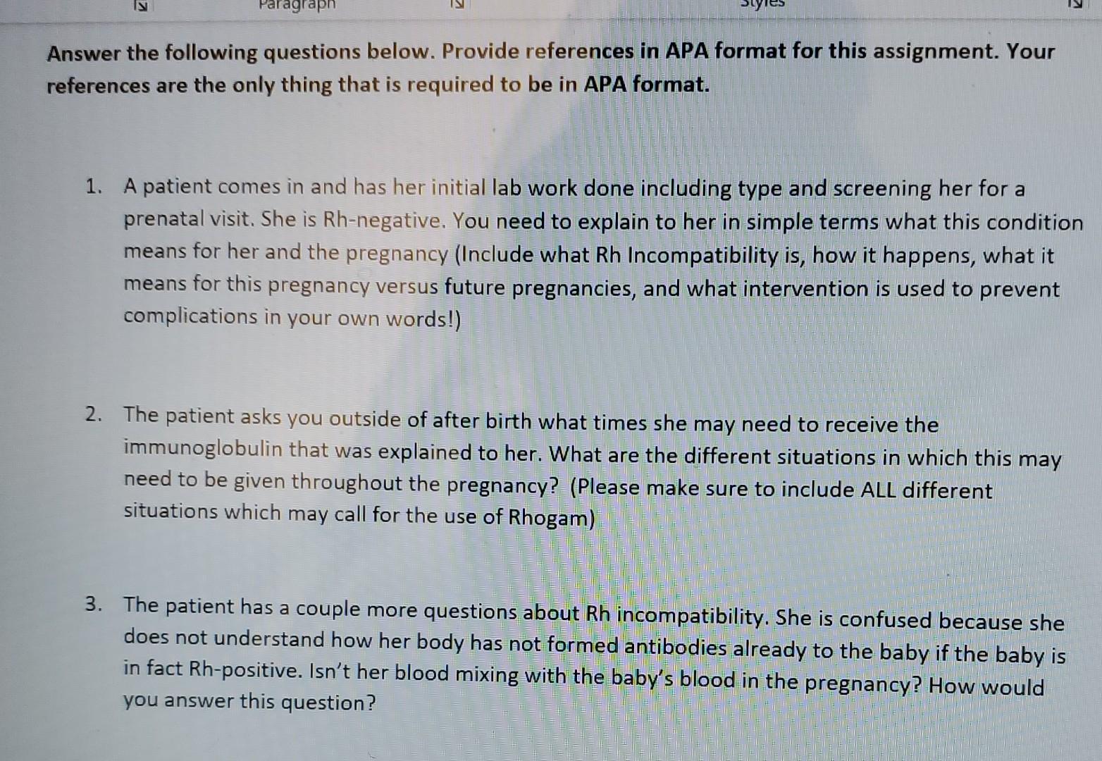 Solved Paragraph Answer the following questions below. | Chegg.com