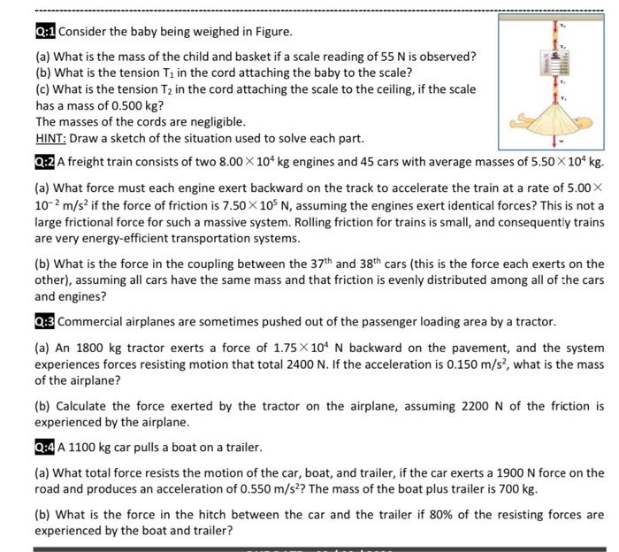 Solved Q:1 Consider the baby being weighed in Figure. (a) | Chegg.com