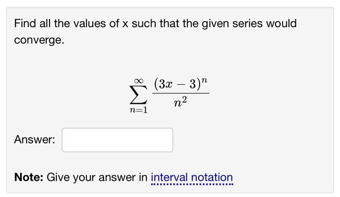 Solved Find the sum of the series ∑n=0∞(−1)nn!x8n It will be | Chegg.com