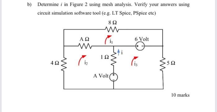 Solved b) Determine i in Figure 2 using mesh analysis. | Chegg.com