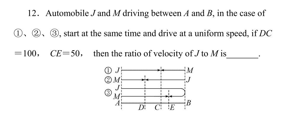 Solved 12. Automobile J and M driving between A and B, in | Chegg.com
