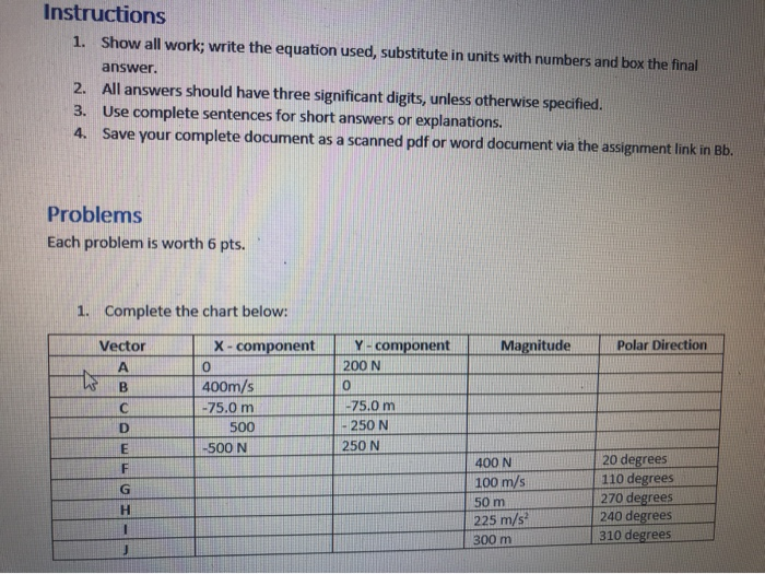 Solved Instructions Show all work; write the equation used, | Chegg.com