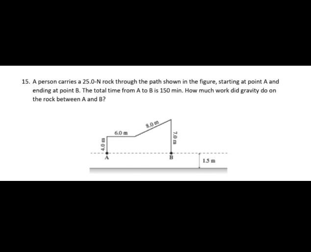 Solved 15. A person carries a 25.0N rock through the path