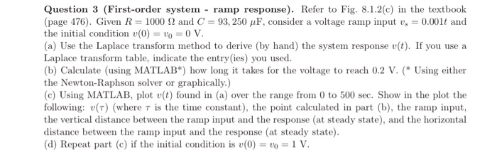 First Order Element Ramp Question 3 (First-order system - ramp response). | Chegg.com