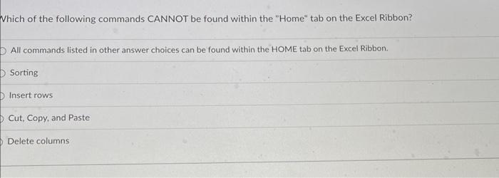 Solved Which of the following commands CANNOT be found | Chegg.com