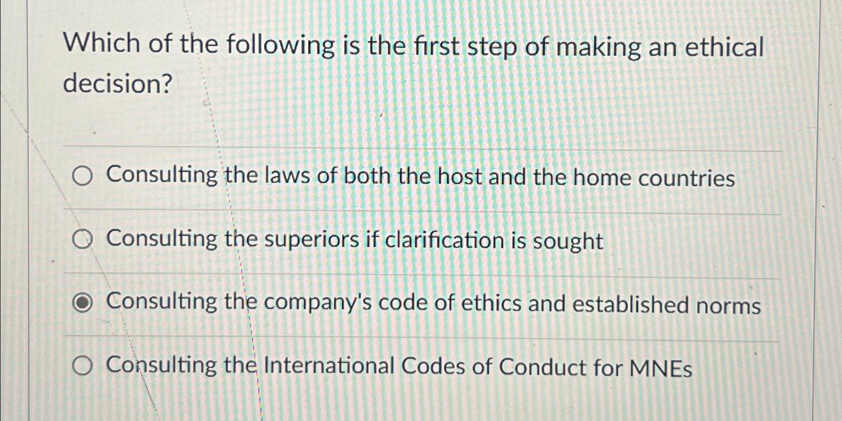 Solved Which of the following is the first step of making an | Chegg.com