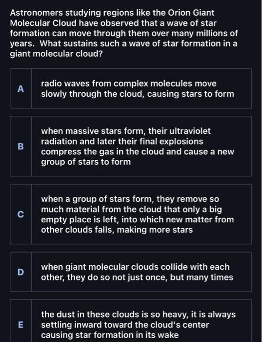 Solved Astronomers studying regions like the Orion Giant | Chegg.com