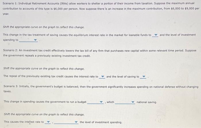 Scenario 1: Individual Retirement Accounts (IRAs) allow workers to sheiter a portion of their income from taxation. Suppose t