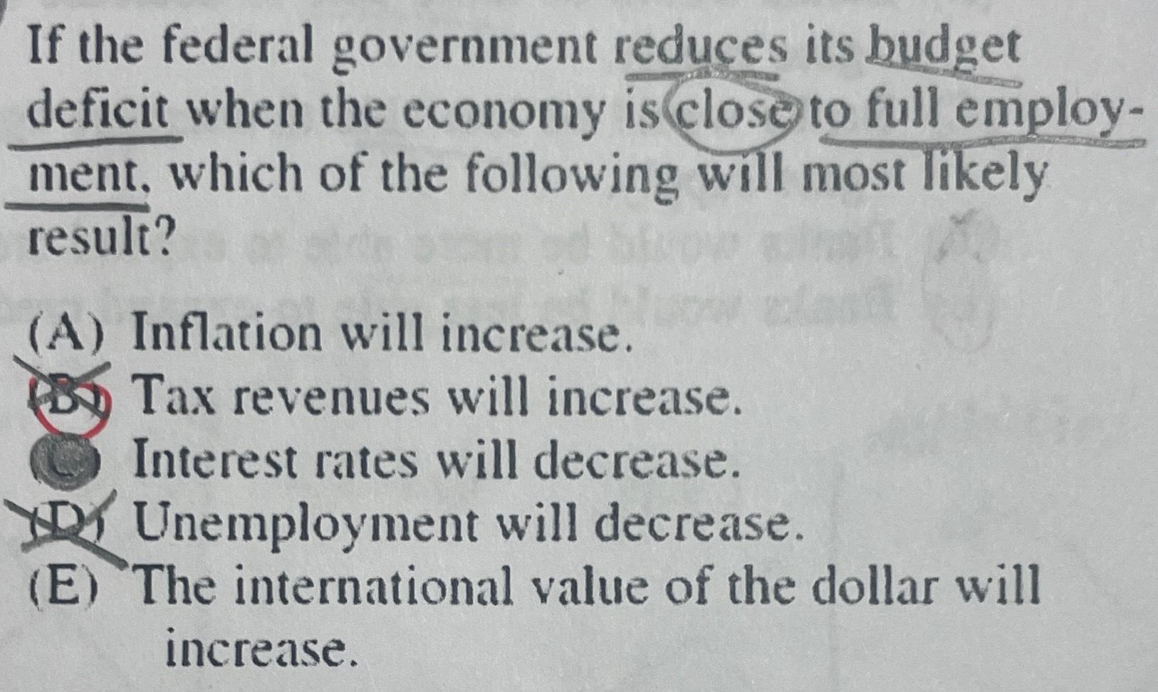 Solved If The Federal Government Reduces Its Budget Deficit | Chegg.com