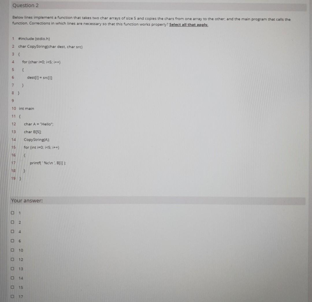 Solved Question 2 Below lines implement a function that | Chegg.com