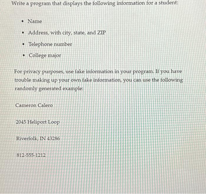 Solved Write a program that displays the following | Chegg.com