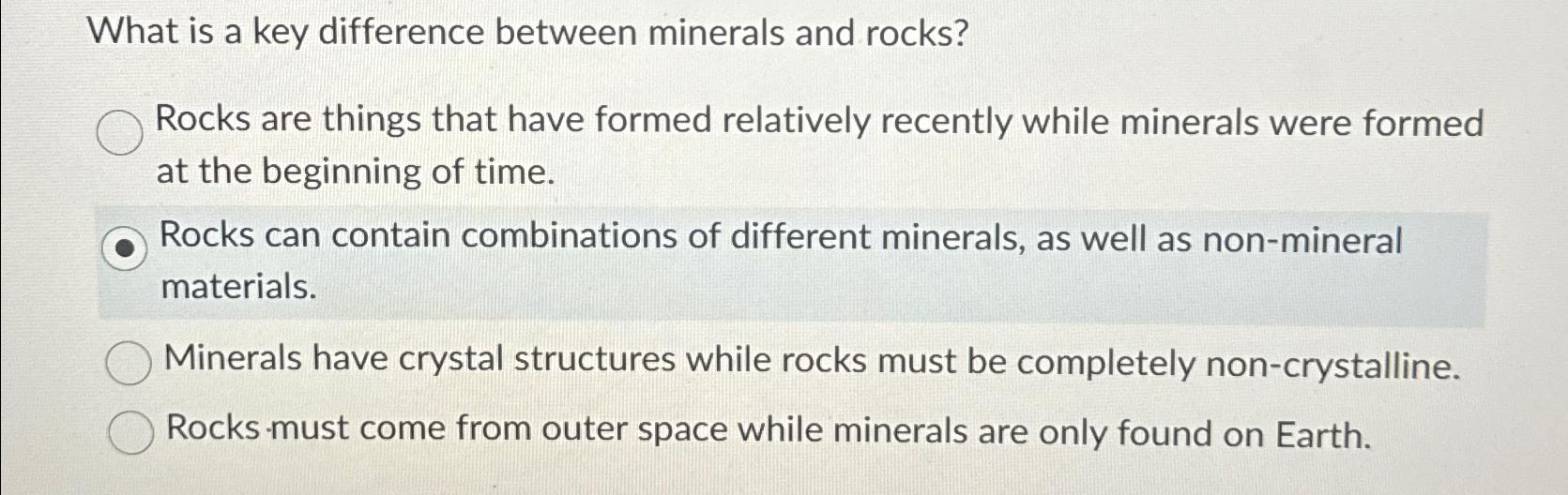 Solved What is a key difference between minerals and | Chegg.com