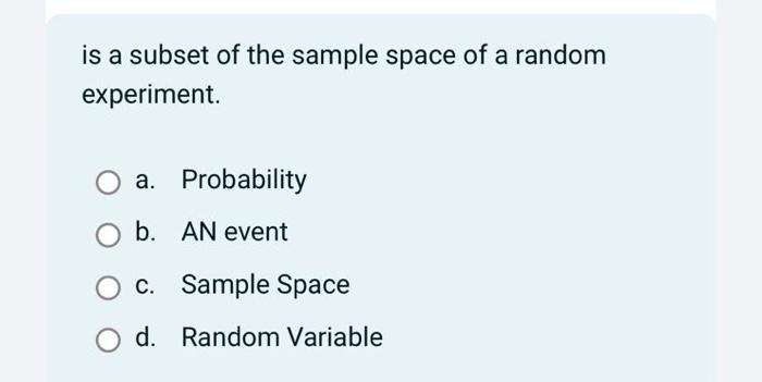 Solved is a subset of the sample space of a random | Chegg.com