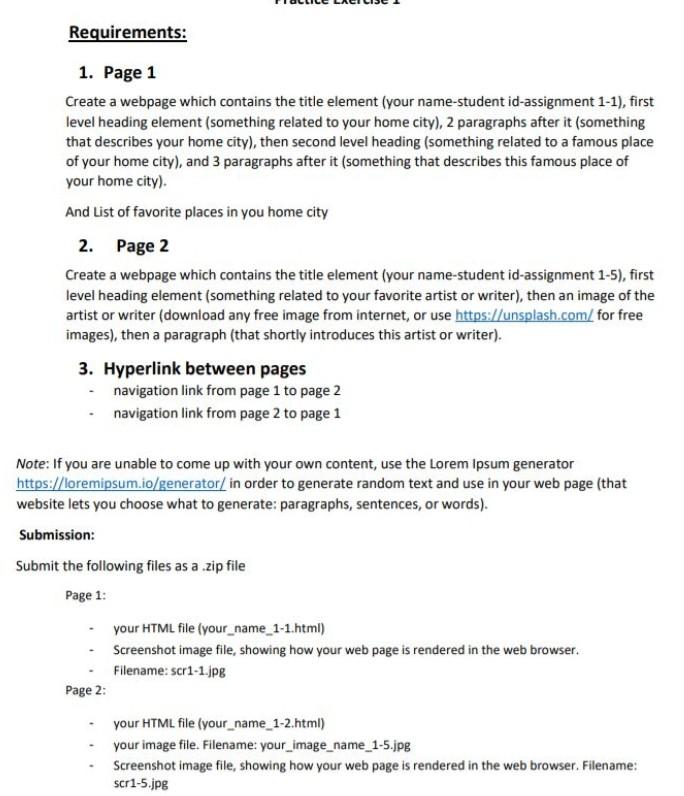 Solved Requirements: 1. Page 1 Create A Webpage Which | Chegg.com