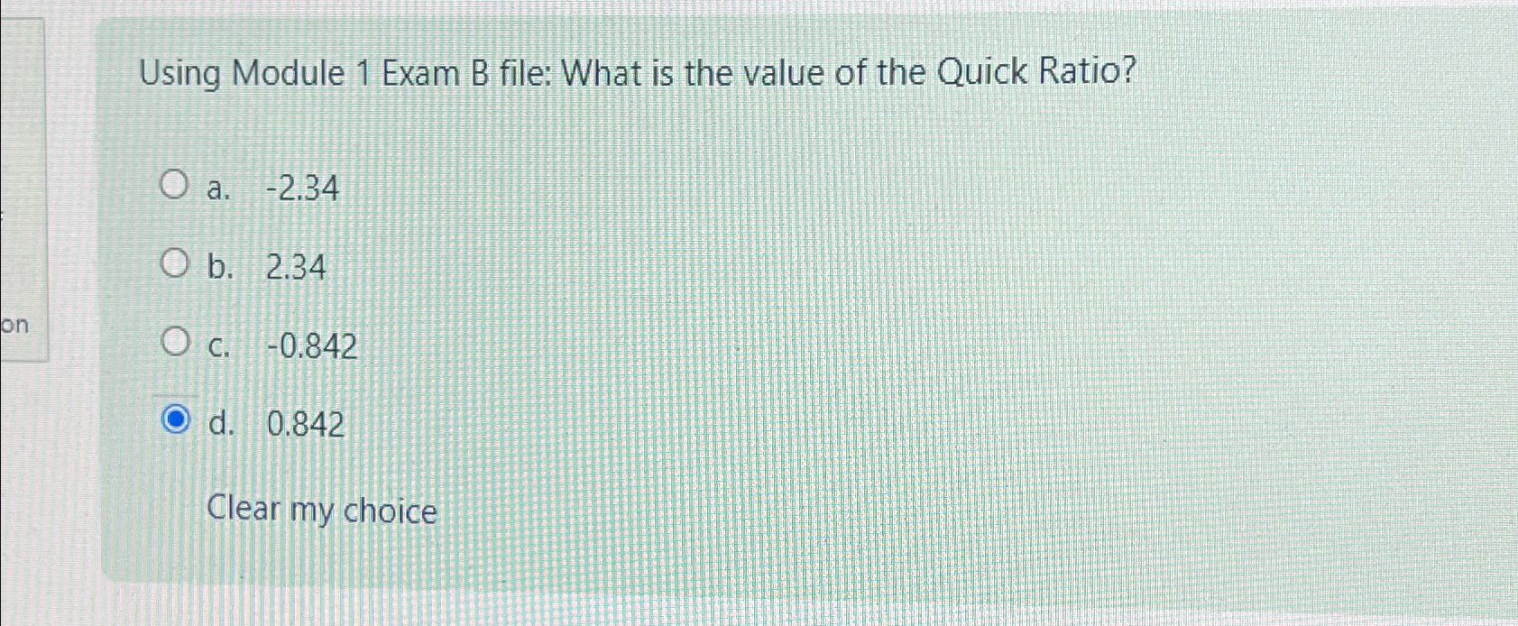 Solved Using Module 1 ﻿Exam B File: What Is The Value Of The | Chegg.com