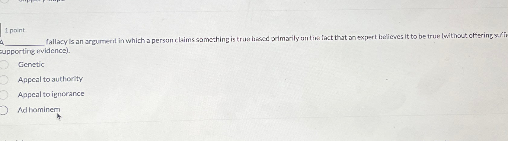 Solved 1 ﻿pointfallacy is an argument in which a person | Chegg.com