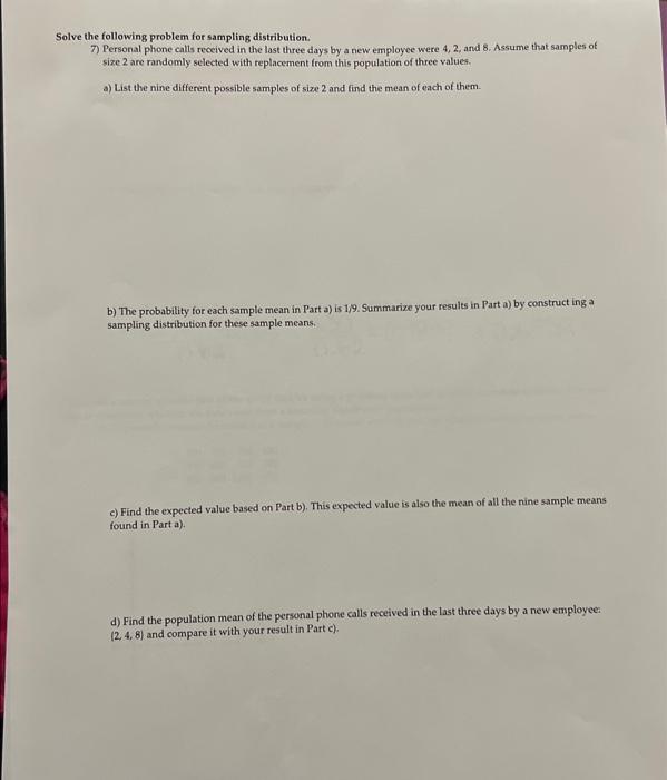 Solved Solve the following problem for sampling | Chegg.com image.