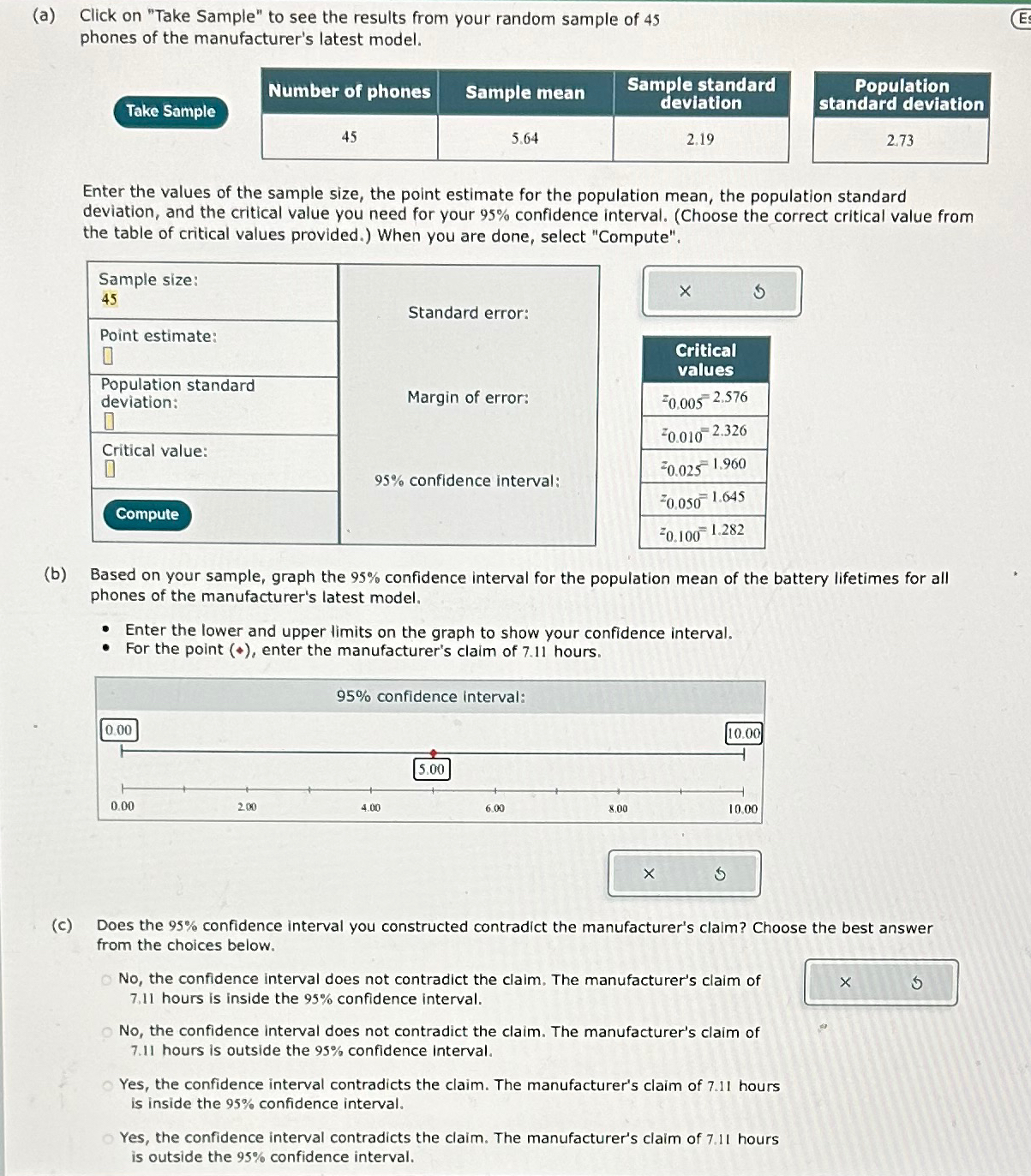 Solved (a) ﻿Click on "Take Sample" to see the results from | Chegg.com