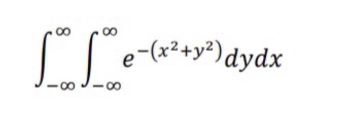 Solved ∫−∞∞∫−∞∞e−(x2+y2)dydx | Chegg.com