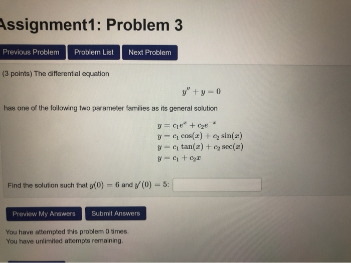 Solved Assignment1: Problem 3 Previous Problem Problem List | Chegg.com
