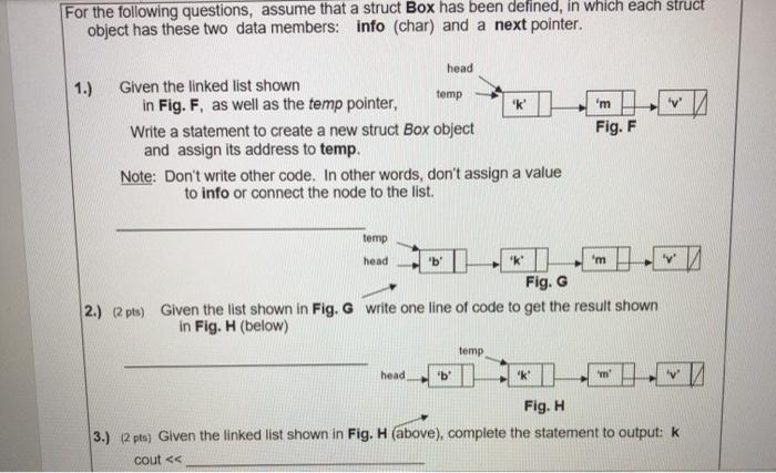 Solved For the following questions, assume that a struct Box | Chegg.com