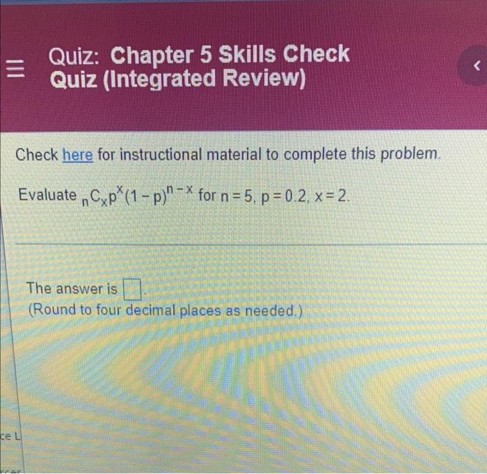 Solved = Quiz: Chapter 5 Skills Check Quiz (Integrated | Chegg.com