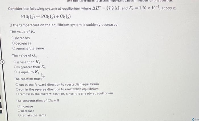 Solved Consider the following system at equilibrium where | Chegg.com