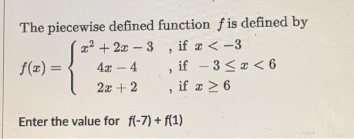 Solved The piecewise defined function f is defined by | Chegg.com