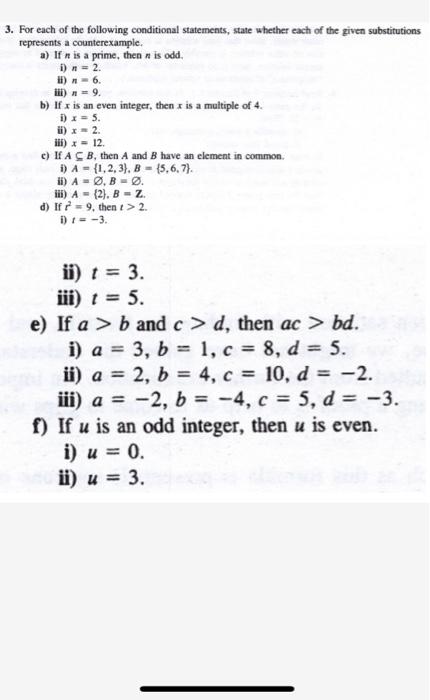 Solved 3. For each of the following conditional statements, | Chegg.com